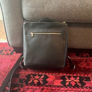 NWOT Portland Leather Goods Smooth Black Tote Backpack.